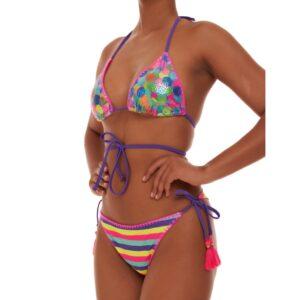 Bikini triangolo  con coppe estraibili e brasiliana con laccetti 1158-01