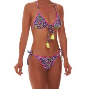 Bikini triangolo olimpionico con coppe estraibili e brasiliana con laccetti 1188-01