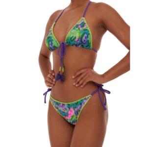 Bikini triangolo olimpionico con coppe estraibili e brasiliana regolabile con laccetti 1169-01